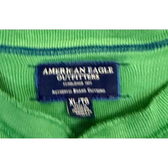 American Eagle Mens XL Green Long Sleeve Henley Shirt Casual Logo - Picture 3 of 7